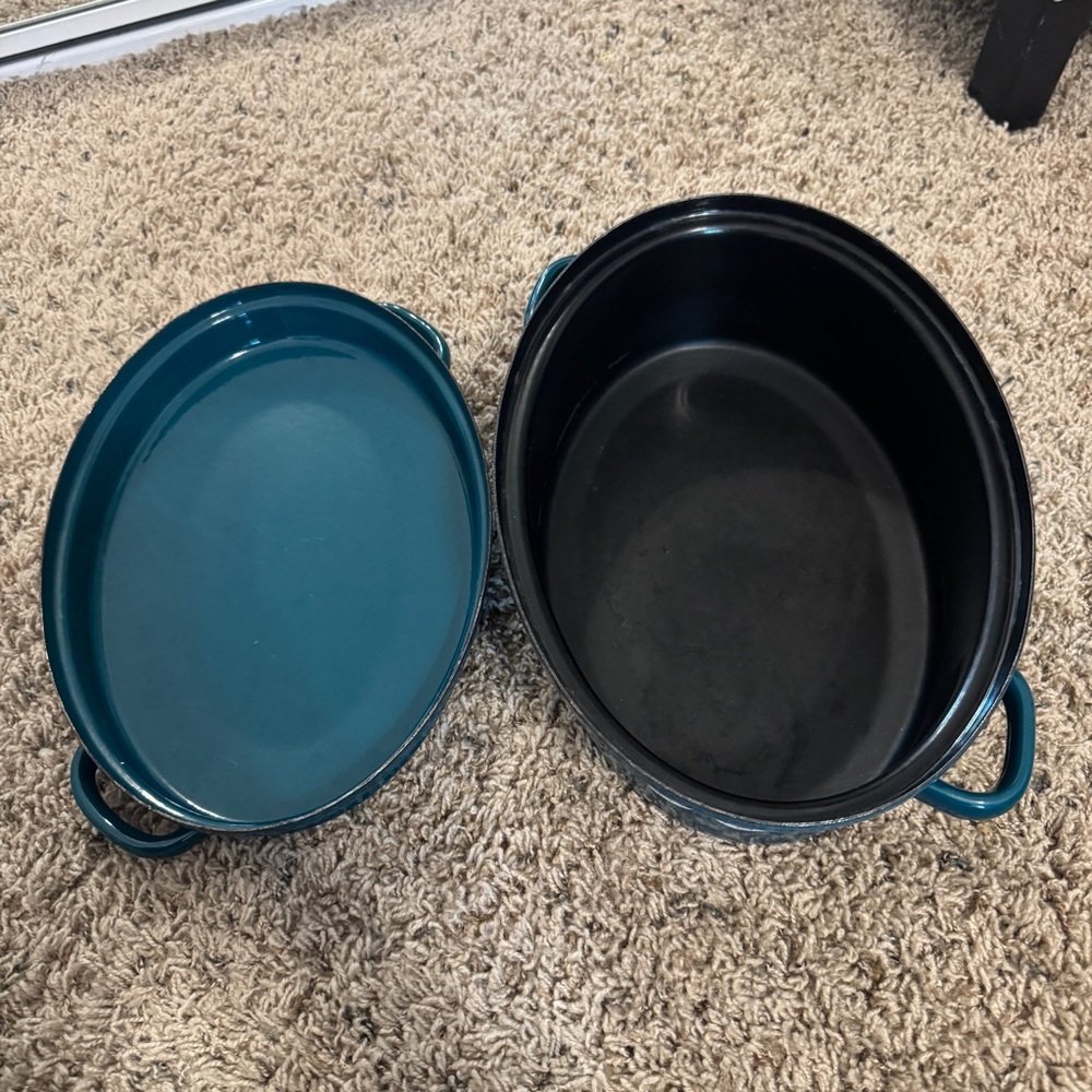 Vintage 70’s Teal Enamel Roasting Pan - Picture 8 of 15